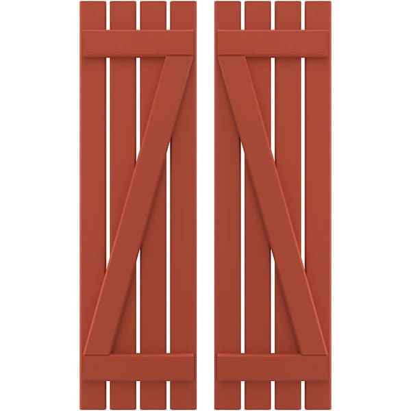 Ekena Millwork Americraft 4-Board (2 Batten) Wood Spaced Board-n-Batten Shutters w/ Z-Bar, ARW102SB415X77CLH, PR ARW102SB415X77CLH - main
